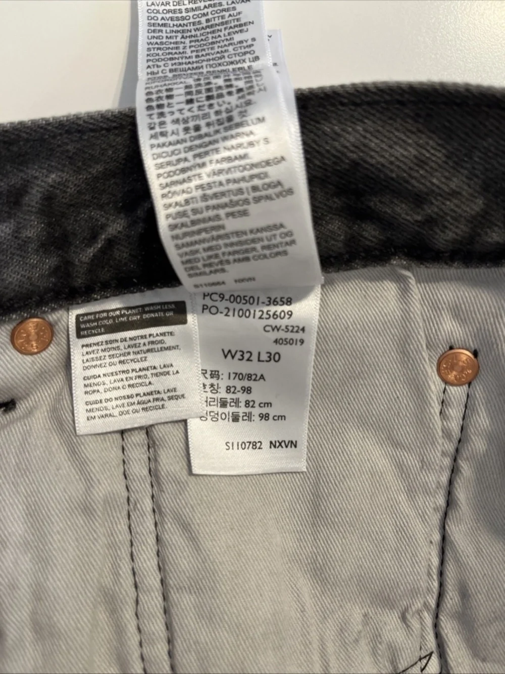Levi's 501 Selvedge Original Straight Leg Jeans Men's 32x30 Gray Big E